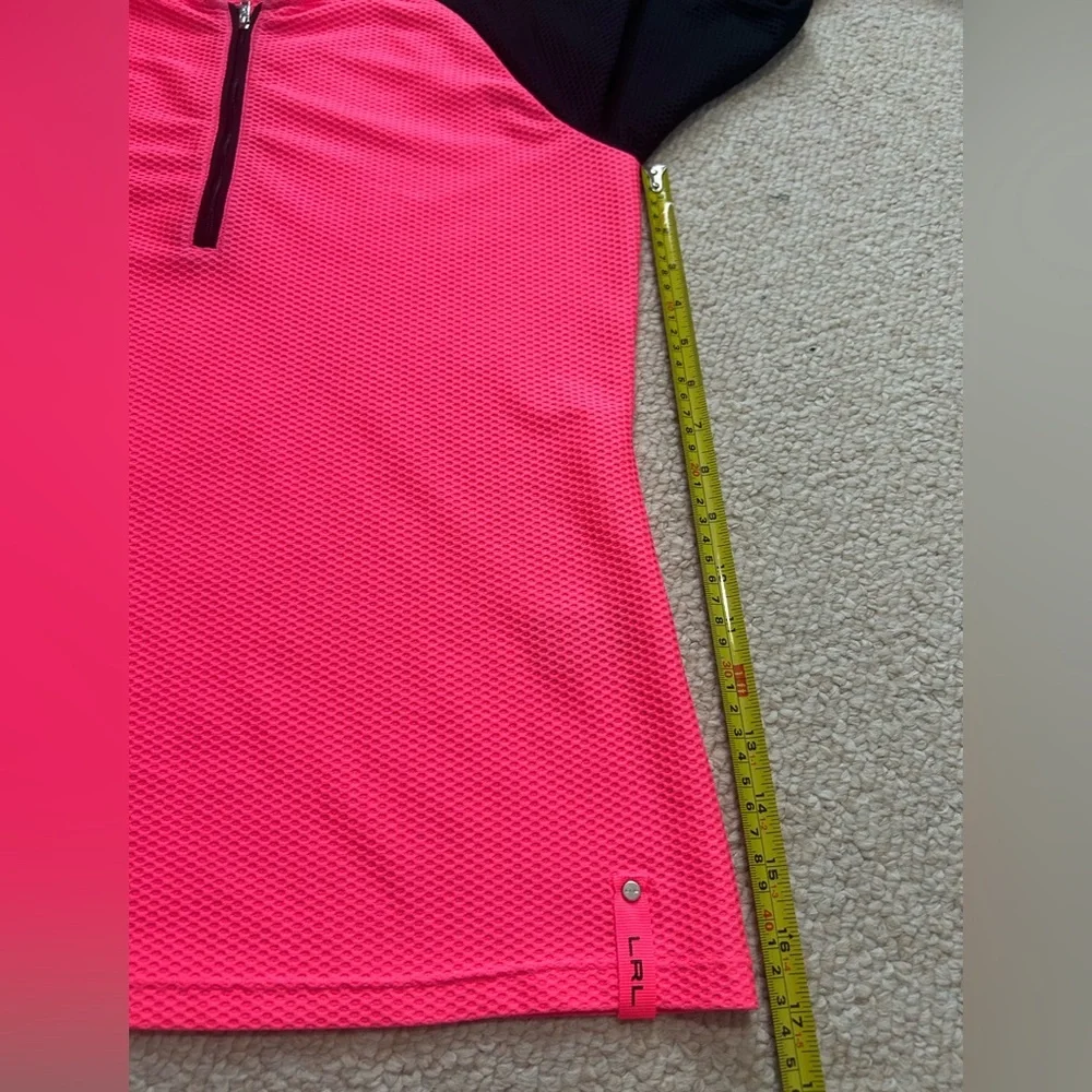 Lauren Ralph Lauren neon pink black waffle-knit 1/4-zip athletic top Size Large - Picture 11 of 12